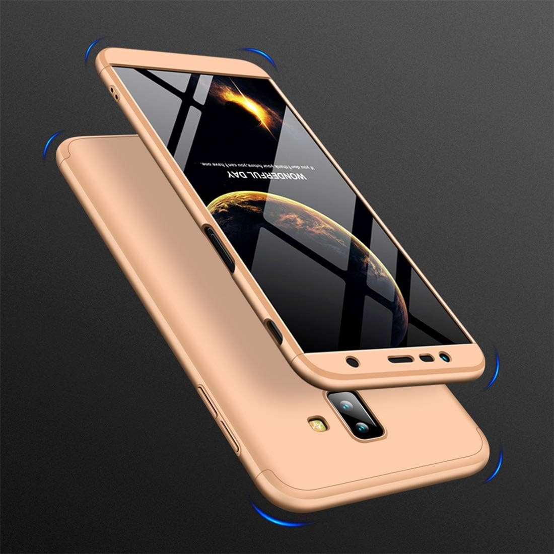 XHC Ultra-Thin Back Case Cover GKK Three Stage Splicing Full Coverage PC Case for Samsung Galaxy J6+ (Black) PC Case (Color : Gold)