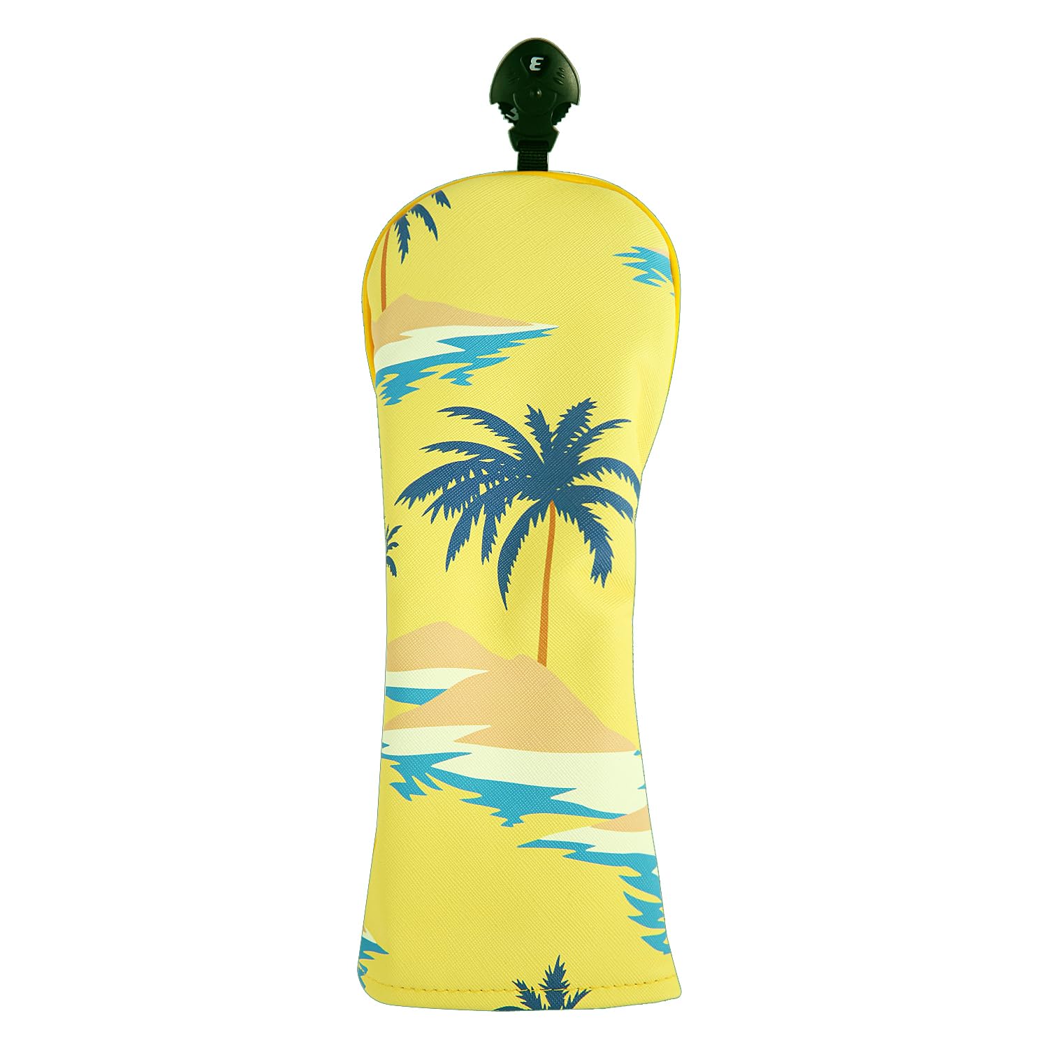 SHABIER Yellow Landscape with Palm Trees, Beach and Sea Golf Head Cover for Fairway Club