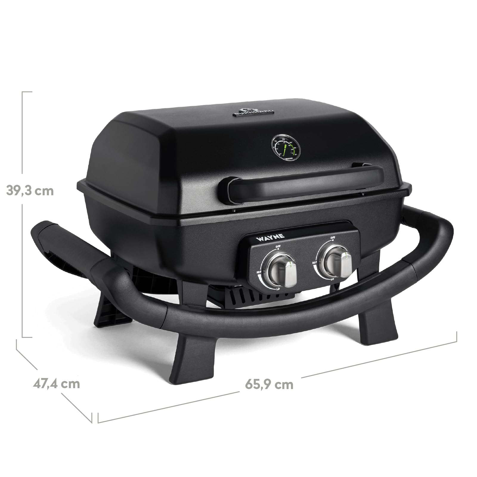 BURNHARD® 2-Brenner Gasgrill WAYNE 4,4 kW – Tragbarer Balkongrill - Tischgasgrill klein mit Aludruckguss Brennkammer inkl. Abdeckhaube - Gusseisen Grillrost 3