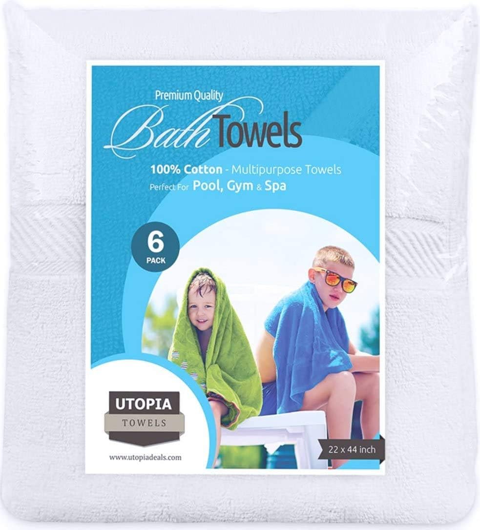 Utopia Towels Small Cotton Towels,White, 22 x 44 Inches Towels for Pool, Spa, and Gym Lightweight and Highly Absorbent Quick Drying Towels, (Pack of 6): Home & Kitchen