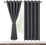 DWCN Dark Grey Blackout Curtains 2 Panels 52x63 Eyelet Thermal Insulated