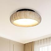 JIANTLAIUS Japanese Style Yellow Travertine Ceiling Light Fixture, Wabi Sabi Stone Ceiling Lamp, 12W LED Cylinder Vintage Clo