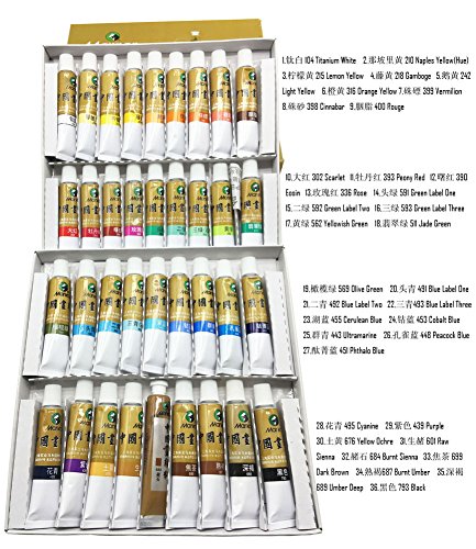 Easyou Marie Chinese Painting Color Tubes Pigment Water Color Big Size Watercolor Set 12mlx36colors