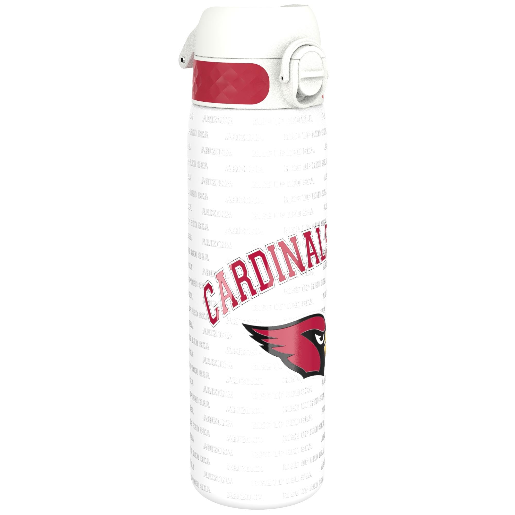 Ion8 NFL Arizona Cardinals Lightweight Steel Water Bottle, 600 ml/20 oz, Non-Insulated, Leak Proof, Easy to Open, Secure Lock, Dishwasher Safe, Flip Cover, Fits Cup Holders, Metal Water Bottle