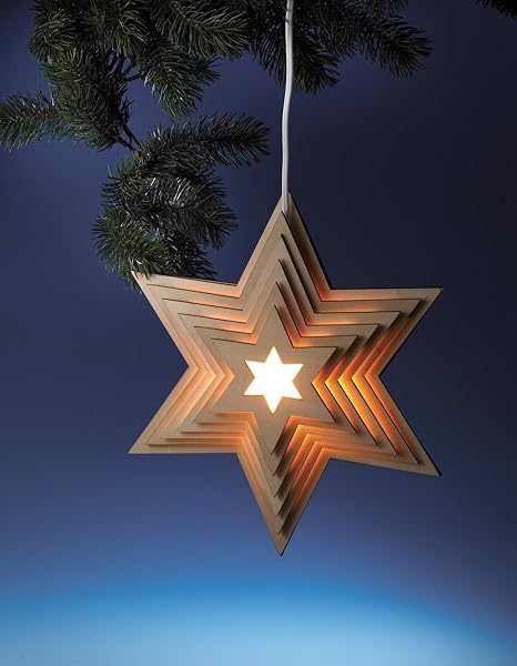 Stella Di Natale Illuminata.Illuminato Xl 3d In Legno A Forma Di Stella Decorativo Finestra Stella Di Natale Stella Di Legno Per Il Tempo Di Natale O 28 Cm Amazon It Casa E Cucina