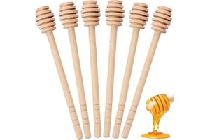 Honey Dipper Sticks 6 Inch, Wooden Honey Stirrers 6 Pcs, Honey Comb Wand for Syrup Collecting Dispensing Drizzling Jar Portab