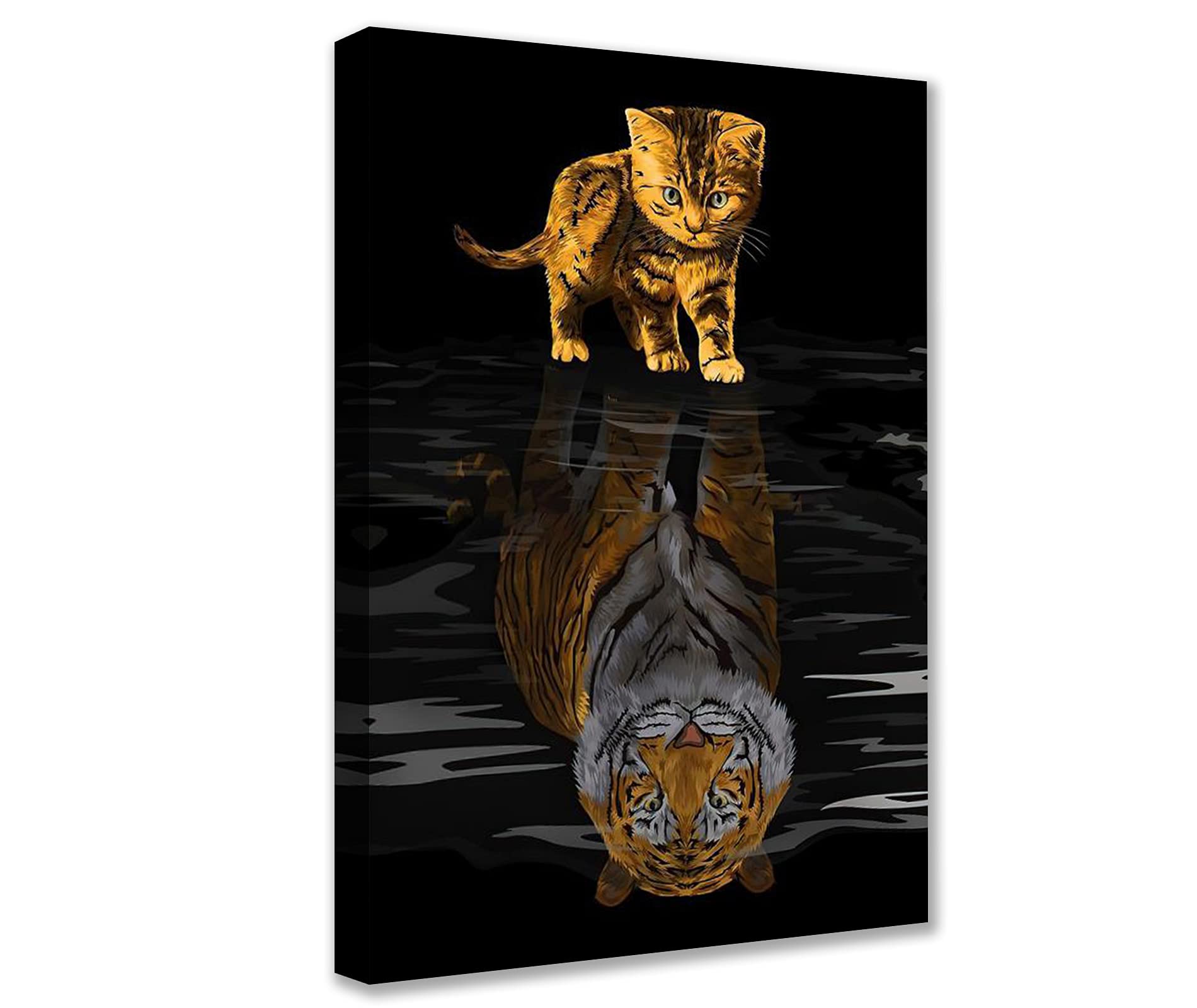 Inspirational Wall Art Mindset is Everything Canvas Pictures Motivational Posters Cute Cat Tiger Animals Wall Painting Print Artwork Home Decor for Office Framed Ready to Hang16"Wx24"H