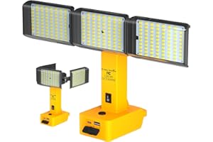 CA NEW SUNSHINE Cordless LED Work Light for Dewalt 20V/18V &Milwaukee m18 Battery,78W 7800LM for Dewalt&Milwaukee Tools,Low Voltage Protection Portable Outdoors Flood Lighting with USB & Type-C Charging Port