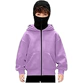 IEPOFG Boys Girls Balaclava Hoodie Winter Double Layer Hooded Sweatshirt Sports Jacket Full Zip Warm Outerwear Coats for Kids