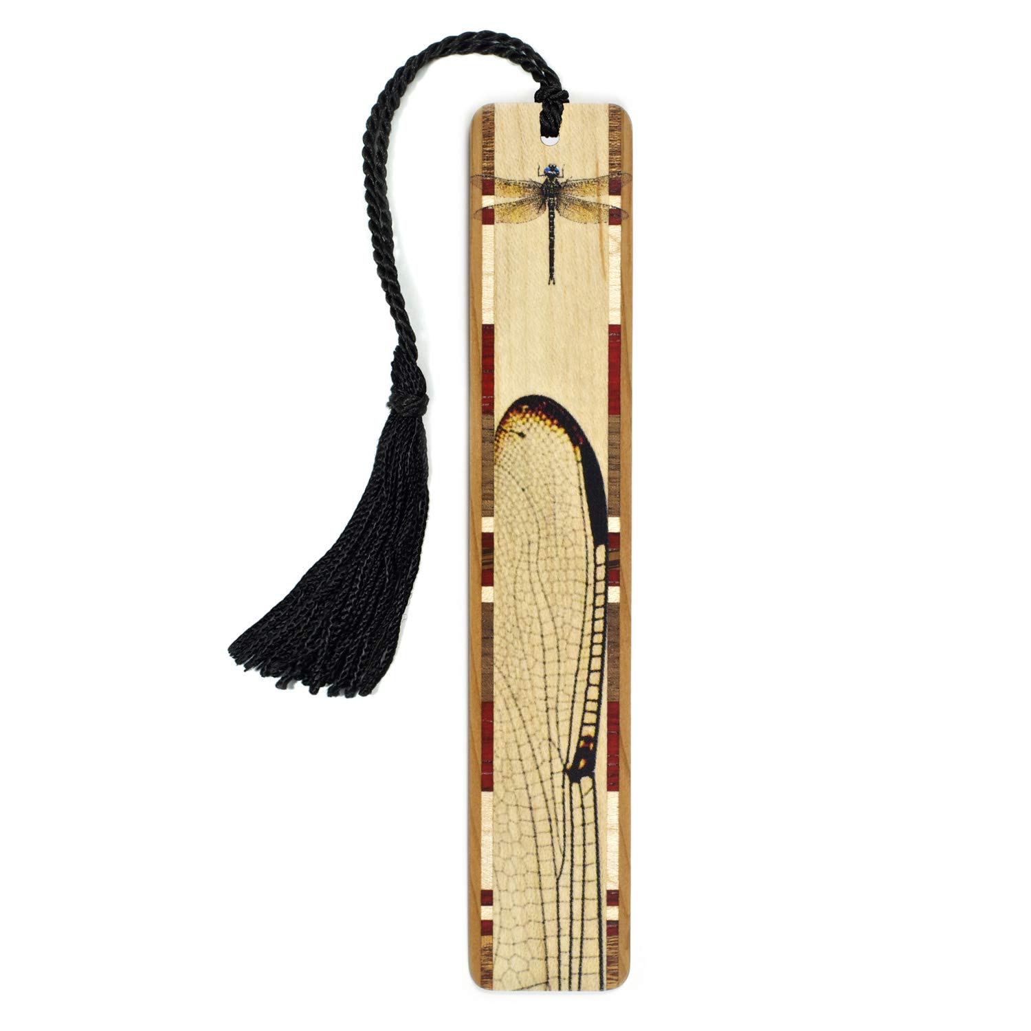 Dragonfly Wing in Color Wooden Bookmark with Tassel