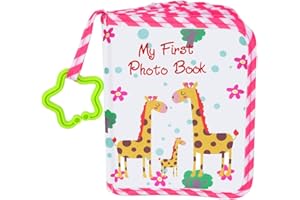AUVCAS Baby Photo Albums Soft Cloth Photo Book Baby Photo Book Soft First Year Memory Album Shower Gift for Babies Newborns Toddlers & Kids,Holds 4x6 Inch Photos. (Pink)