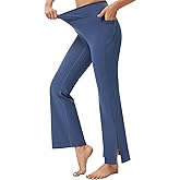 VME High Waist Yoga Wide Leg Pants with Pocket - Tummy Control Workout Running Flared-Leg Yoga Legging for Women