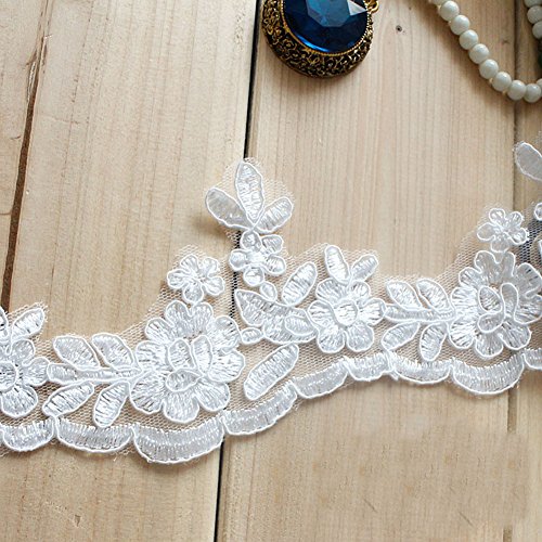 3" Width Ivory Corded Embroidery lace Bridal Chest Lace Trim Lace Trim for Bridal Gown by 1 yard