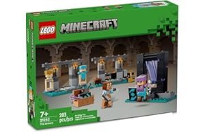 LEGO Minecraft The Armory Building Set, Includes Popular Minecraft Figures Alex and Armorsmith, Action Toy for Gamers and Kids, Gift for Boys and Girls 7 Years Old and Up, 21252