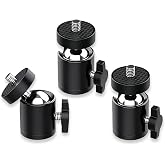 Universal 1/4" Mini Ball Head Screw Tripod Mount, 3 Pack 360 Degree Rotating Panoramic Mount Base Adapter for DSLR Cameras HTC Vive Tripods Monopods Camcorder Light Stand