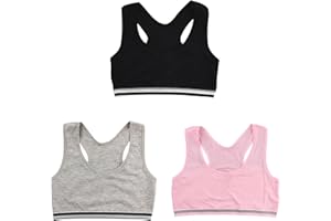 Sfascumop 3PCs Training Bras for Girls 8-10 10-12 Teen Girls Cotton Sports Bras Undershirts Camisoles Seamless Preppy