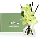Jinbaw Flower Reed Diffuser Set, Home Fragrance with Vanilla Essential Oil and Scent Sticks, Air Freshener for Bedroom, Living Room, Office or Bathroom Decor 3.4 oz