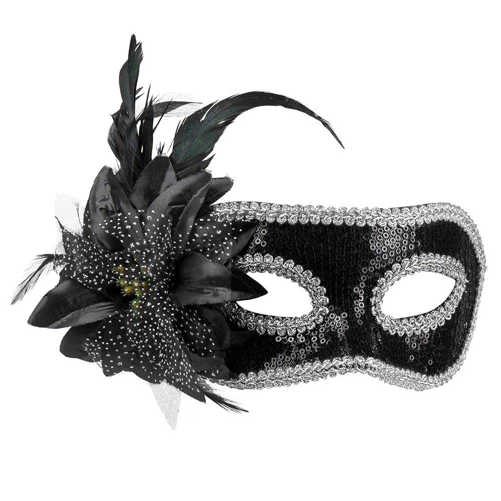 Boland 00289 Flower Venezia Mask, Black