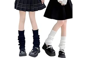 Leg Warmers for Women Y2K - 2 Pairs Knitted Long Socks, Kawaii Ribbed Warmers for Yoga Ballet Dance, 80s Party