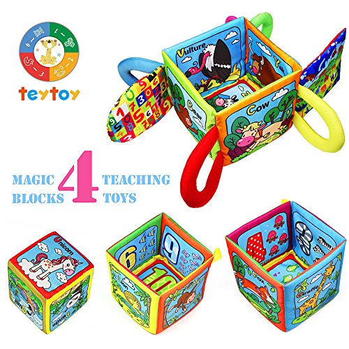 TEYTOY Baby Toys First Words Rattle Magic Education Toys Baby Early Education Cotton Animal Series Magical Rattle Color Intelligence Toys for 0-24 Months Infant Kids