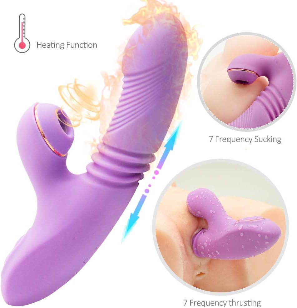 Upgraded Heating Cli^torial Sucking Toy for Women with 7 Sucking Thrusting Modes Tongue Simulator Vibrating Toy with USB Charging Waterproof Vibration Stick