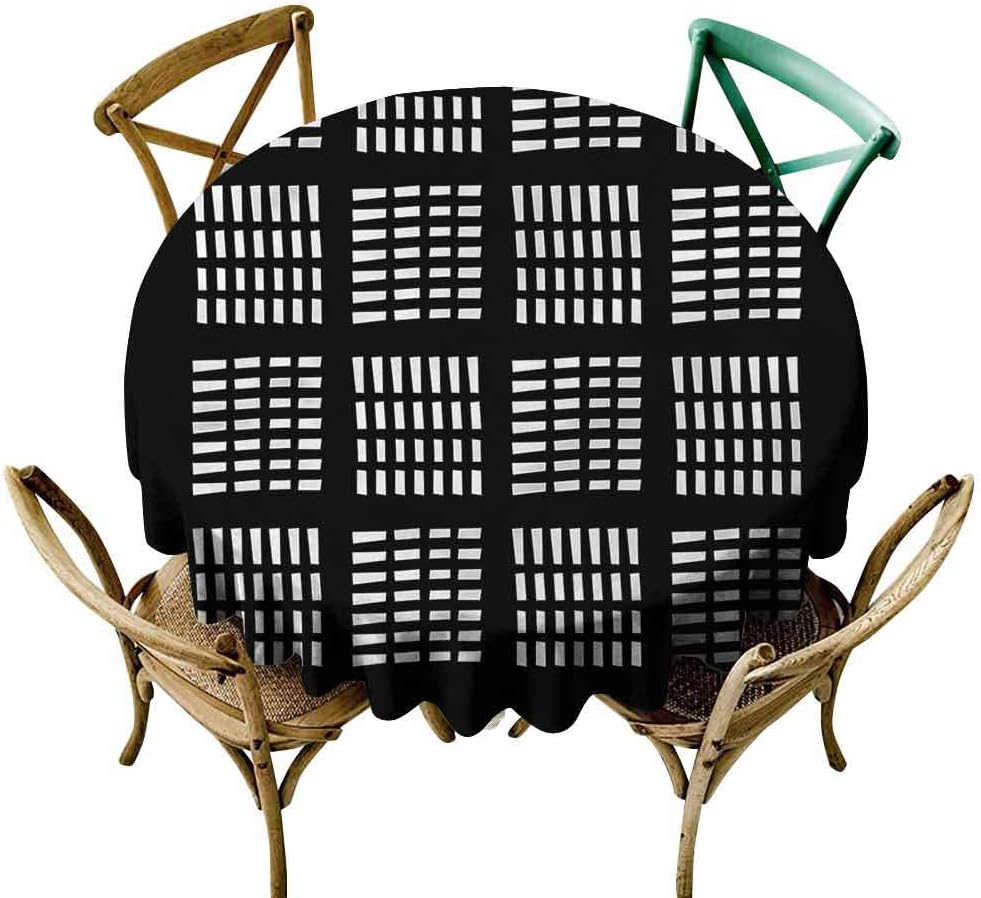 UETECH Overlays Round Tablecloth Abstract,Dash Line Skyscraper Urban Printed Tablecloth Diameter 54"