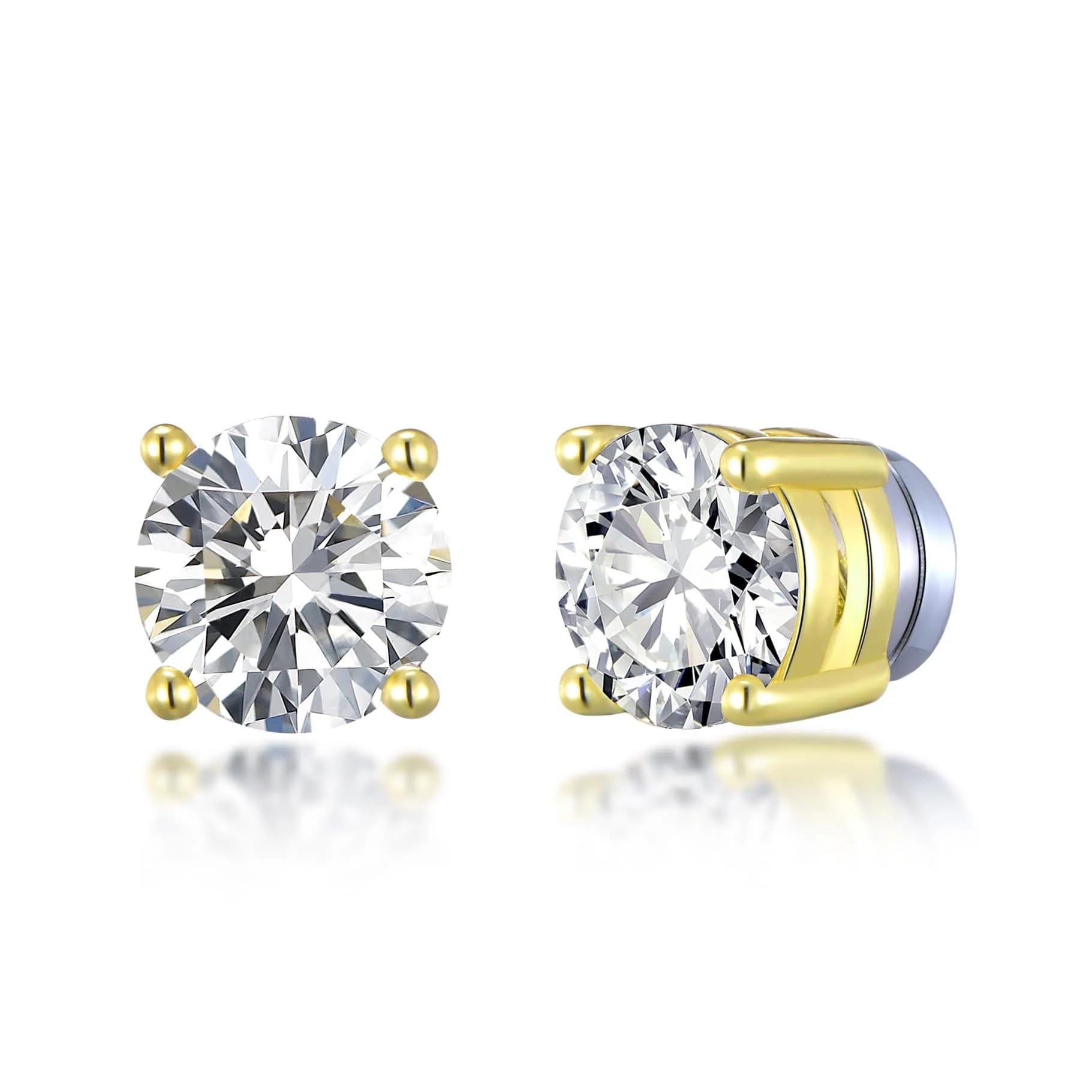 Philip Jones 18k Gold Plated Round Magnetic Clip On Stud Earrings Created with Zircondia® Crystals