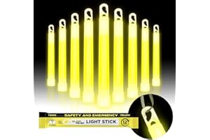 Glow Fever Emergency Safety Military Grade Glow Sticks, 10PCS, 6" Ultra Bright Light Sticks with 12 Hours Duration. Great for Hiking, Party, Camping, Blackouts, Hurricane and Survival Kits (Yellow)