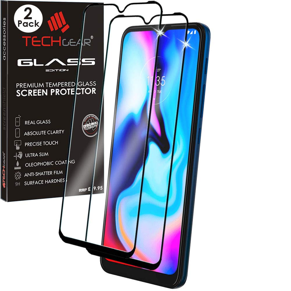 TECHGEAR 2 Pack 3D GLASS Edition Compatible for Motorola Moto E7 / Moto E20, Edge to Edge Tempered Glass Screen Protector [Full Screen] [9H Hardness] [Crystal Clarity] [Scratch-Resistant] [No-Bubble]