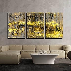Brown and Yellow Abstract Art Painting x3 Panels
