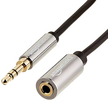 AmazonBasics Male to Female Stereo Audio Cable (Aux Extension Cable) with Gold Plated Connectors- 12 Feet (3.5mm)