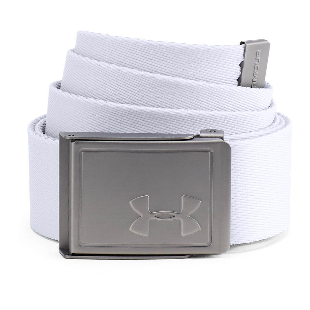 Under Armour UA Men's Webbing 2.0 Belt, Versatile Belt, Reversible Belt Men, white (White/Overcast Gray/None(100)), one size