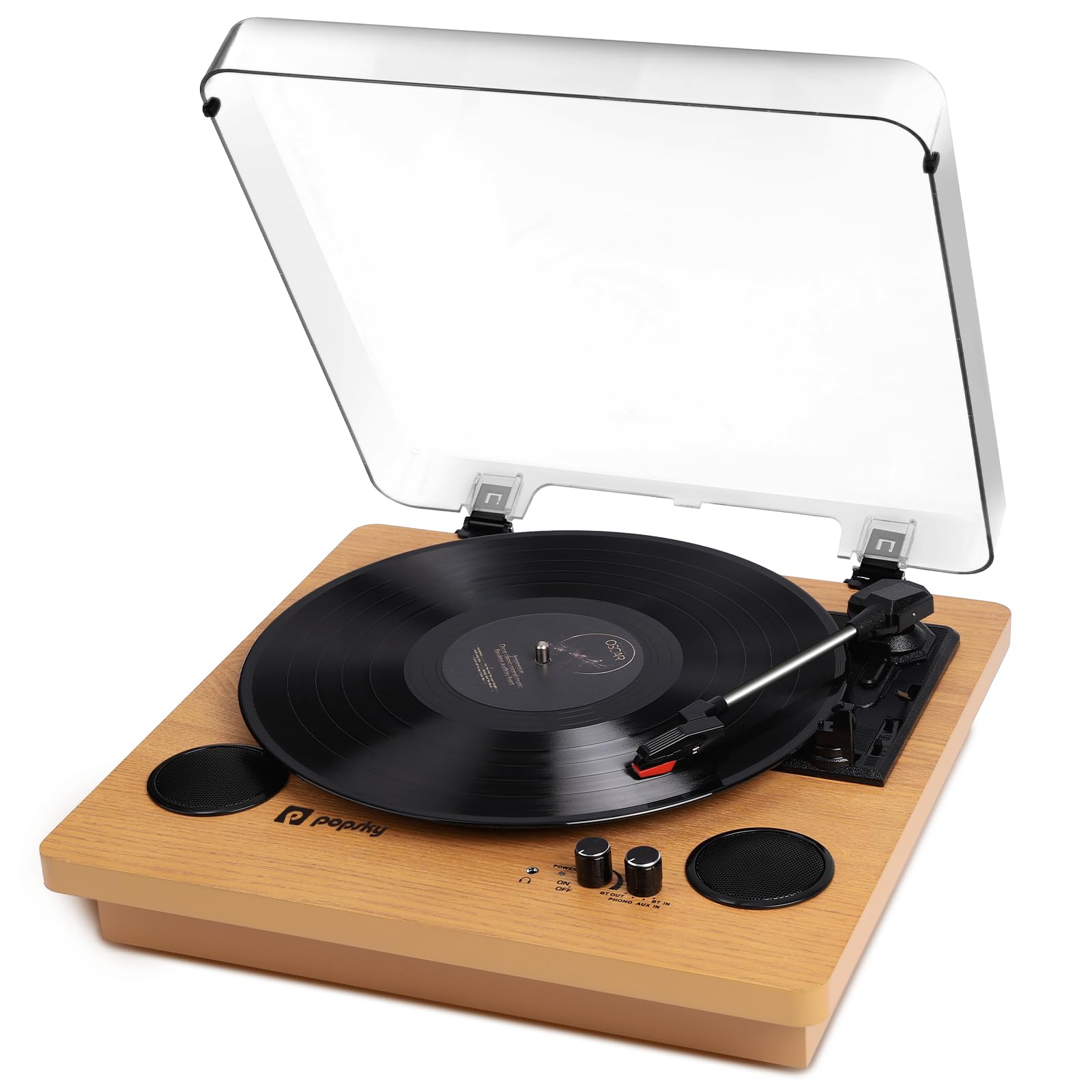 レコードプレーヤー Bluetooth送信＆受信 スピーカー内蔵 USB録音でき RCAでアンプ繋ぎ 33/45/78回転と7/10/12インチレコード対応 AUX in/イヤホンポート 防塵カバー 日本語説明書 2年保障商品画像