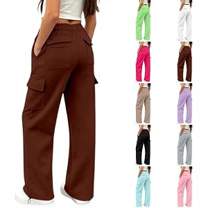 Banmave Girls Sweatpants Wide Leg Baggy Teen Cargo Pants Sports Sweats | Back to School, Tween Sweat Pants Cargo High Waist K