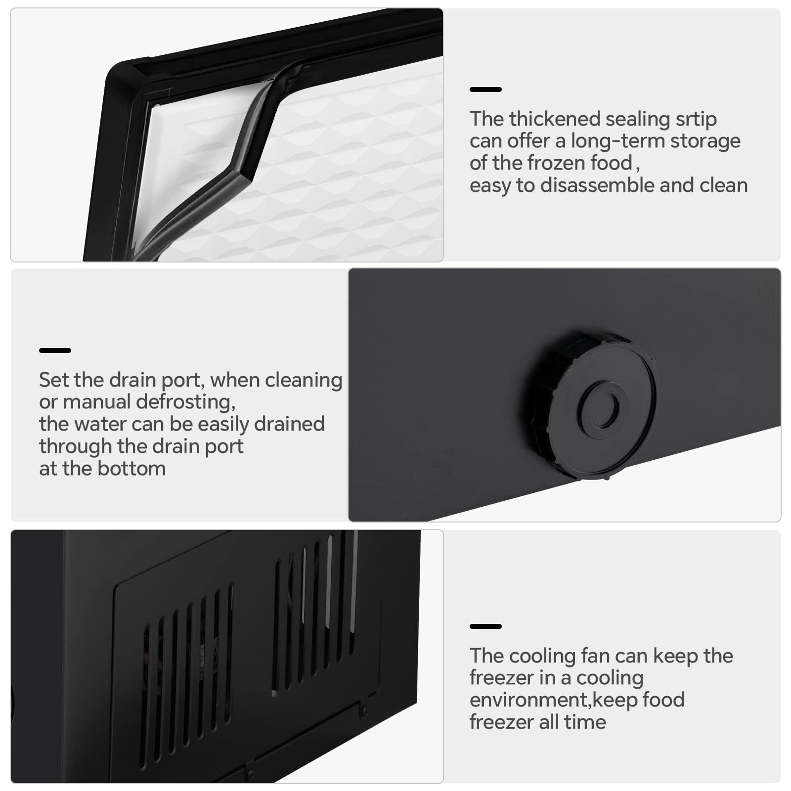 Kismile 3.5 Cubic Feet Chest Freezer with 2 Removable Baskets Free Standing Top Open Door Compact Deep Freezer with Adjustable Temperature for Home/Kitchen/Office/Bar (3.5 Cubic Feet, Black)