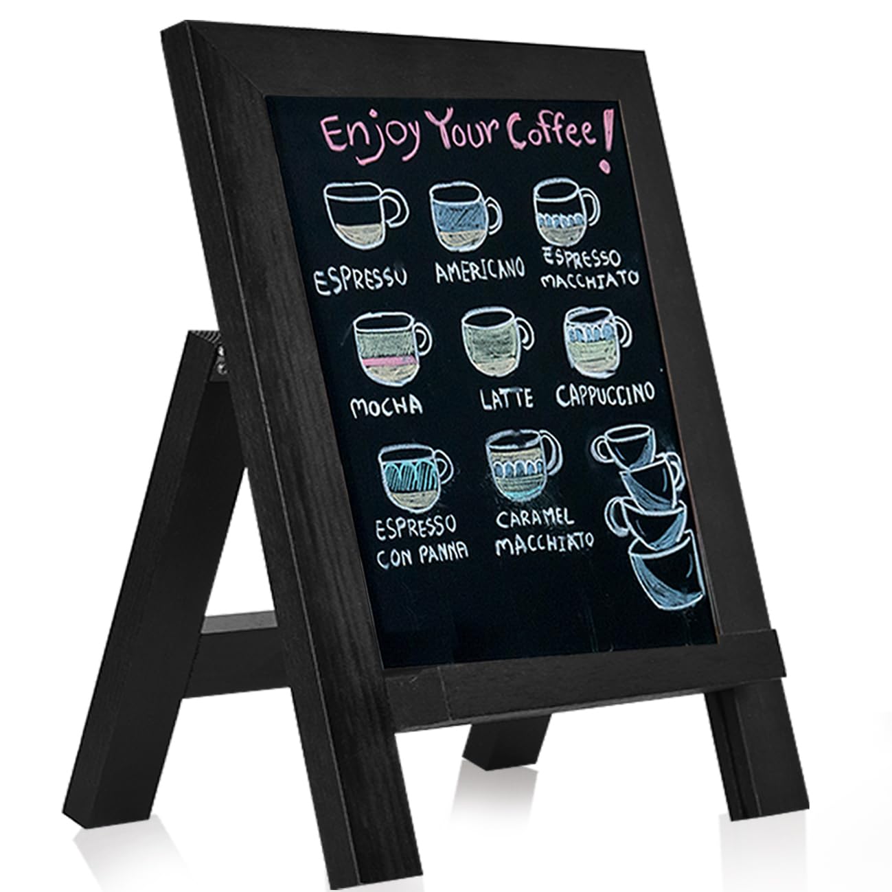 Umtiti Tabletop Chalkboard Sign, Solid Pine Wood Framed Standing Chalkboard, 8.7×12.6" Small Kitchen Countertop Memo Board Décor for Home, Café, Bar, Wedding,Black(ZJHB-BK-2232)