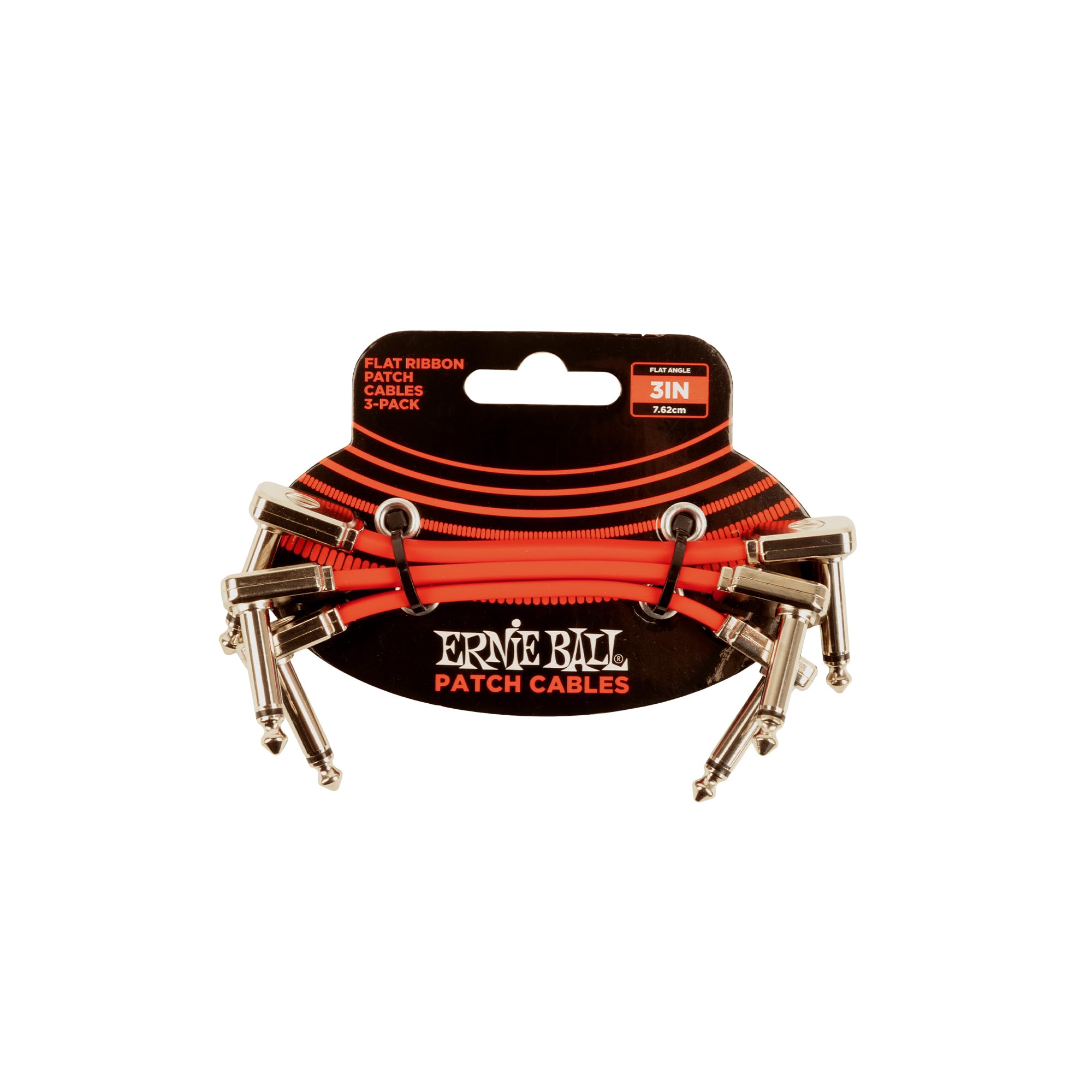 Ernie Ball 3" Flat Ribbon Patch Cable 3-Pack - Red