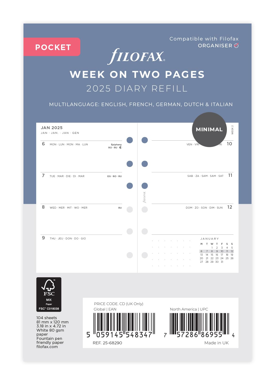 Pocket Minimal week on two pages 2025