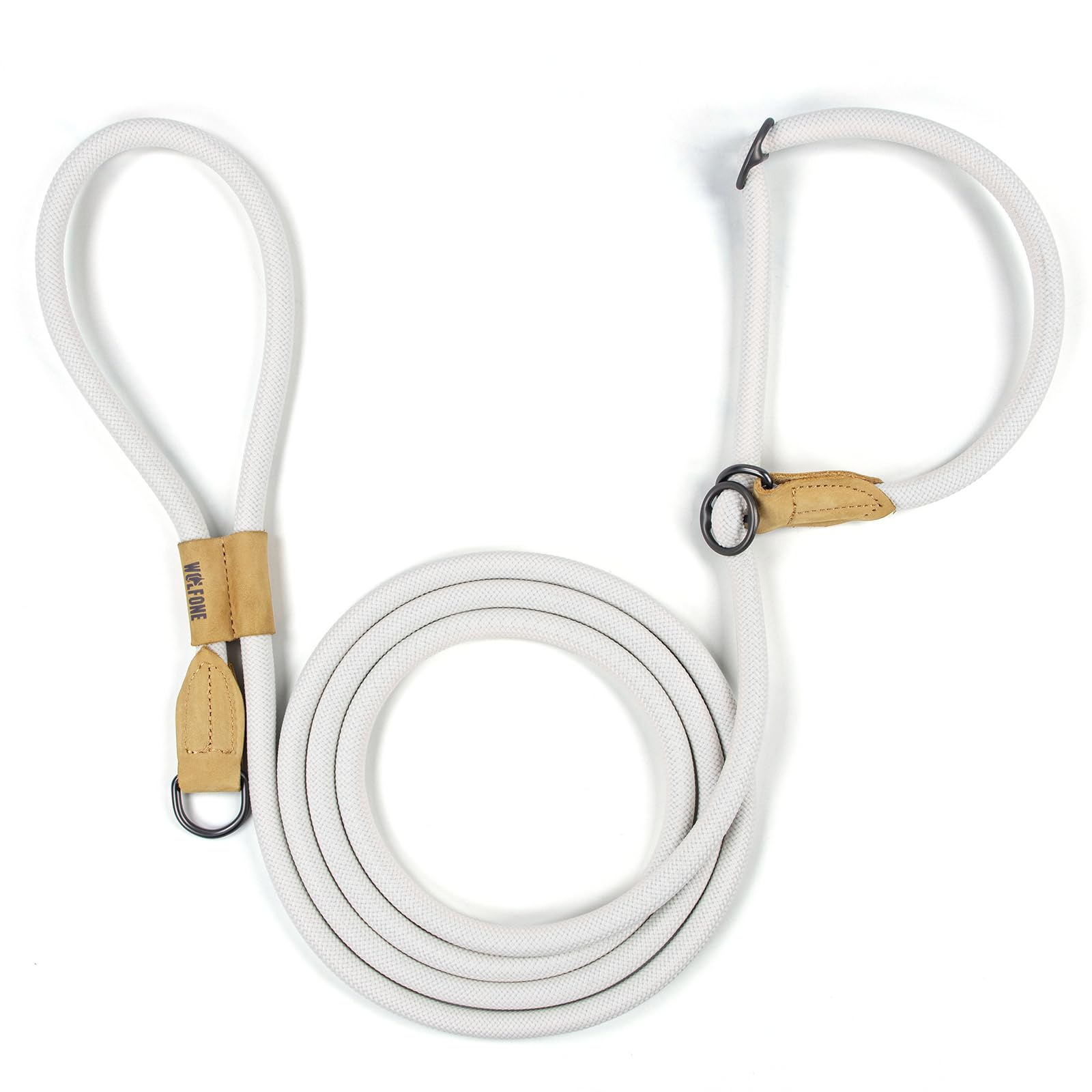 Photo 1 of Wolfone Slip Lead Dog Leash - Heavy Duty Rope Leash with Adjustable Loop and Hands-Free Handle for Training, Walking Active Dogs Light Gray 3m*Ø12mm