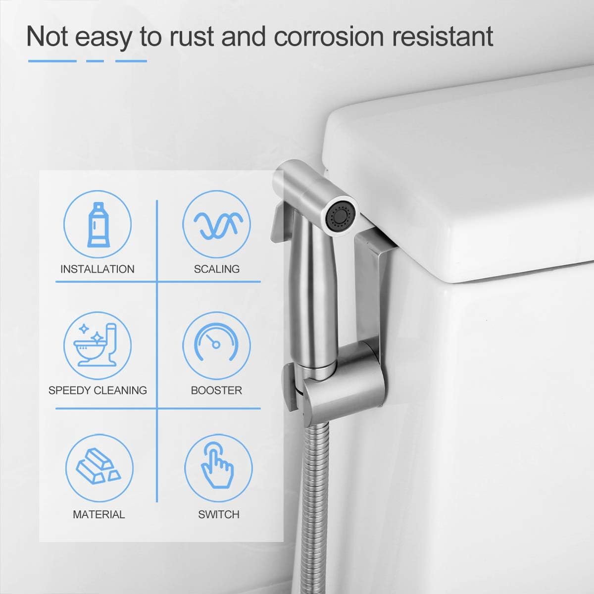Somdar Toilet Hand Held Bidet Sprayer Kit, Adjustable Toilet Bidet Spray Attachment with Hose,Stainless Steel Cleaner and Shower Sprayer for Pet, Bathroom or Toilet - Image 5