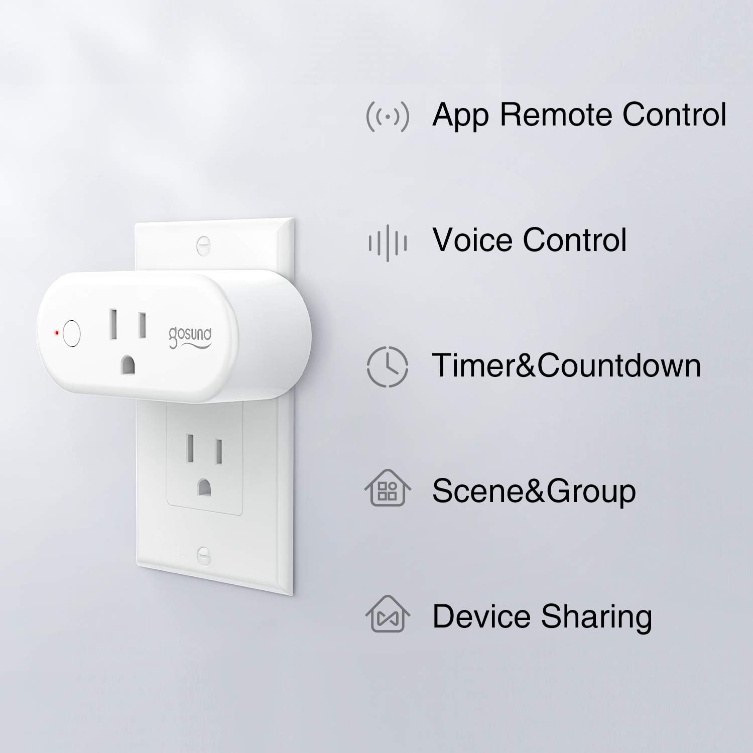 Smart Plug Gosund WiFi Outlet 16A Socket Works with Alexa Google Home Plugs, Voice and App Control, Schedule and Timer, No Hub Required, Support High Power Appliance, FCC Certification, 4 Pack - - 