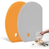 Silicone Dough Scraper with Metal Core Flexible Bowl Scraper Bread Baking | With Stainless Steel Sheet, Curved Edge Food Grade Silicone Bench Scraper for Sourdough Bread, Set of 2, Gray &amp; Orange, SAPID