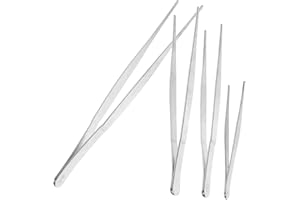 TOYANDONA 4pcs Stainless Steel Gardening Tweezers Set for Succulent Bonsai Planting with Serrated Tips Long