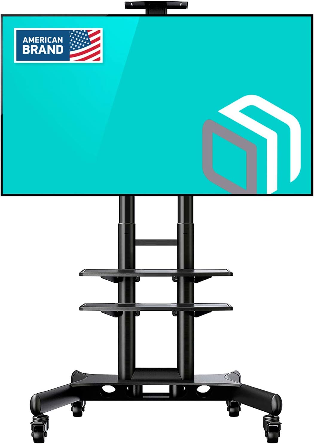 ONKRON Mobile TV Stand TV Cart with Wheels & 2 AV Shelves for 32” – 65 inch LCD LED OLED Flat Panel Plasma Screens up to 100 lbs Black TS1552: Electronics