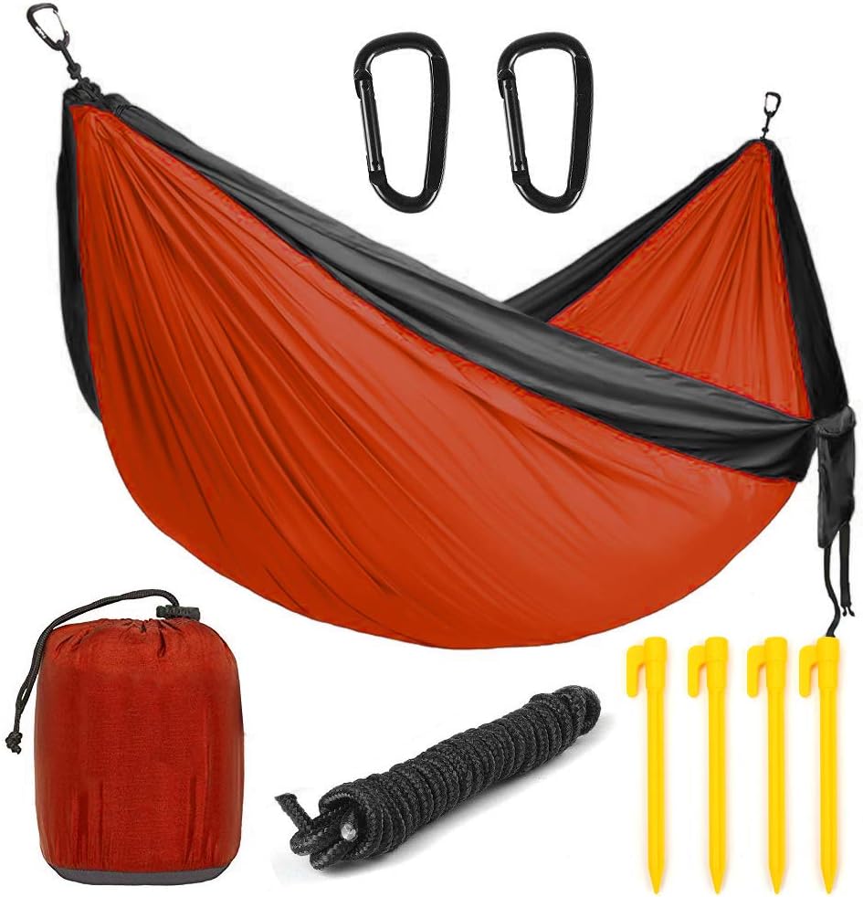 4 in 1 Camping Hammock, 750lbs Capacity Double Person Iqammocking, Parachute 240T Portable Hammock, Waterproof Shelter, Lightweight Bed Tent for Backpacking & Relaxation 120”L x 80W”