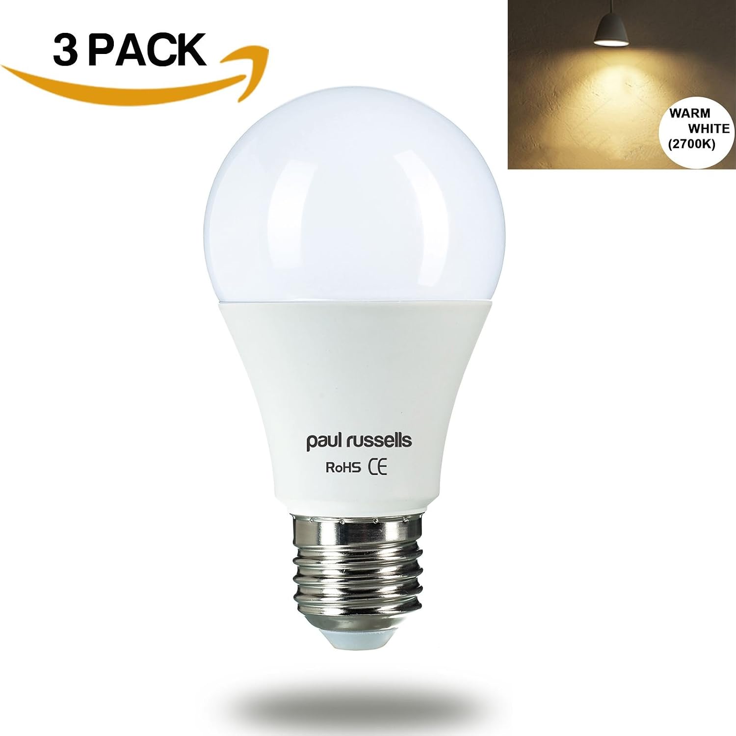 paul russells E27 Edison Screw LED Light, 13W = 100W Equivalent Bulbs, 1521 Lumens, 2700K Standard ES A60 LED GLS - Image 3