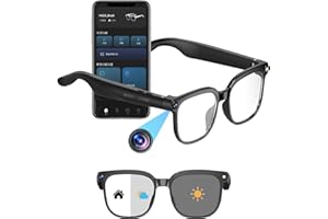 GIINOVA 800W Ai Smart Glasses with Camera 1080P HD Video Recording, AI Translator for 160 Languages, GPT Object Recognition, Bluetooth Audio, Photochromic Lenses, 290mAh Long Battery for Travel Sports Outdoor