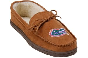 FOCO NCAA Florida Gators Mens College Team Logo Moccasin Slippers, Tan, Large (11-12)