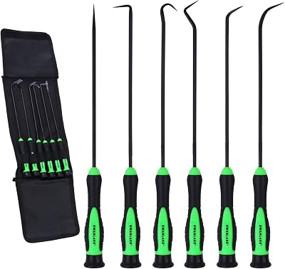 SWANLAKE Pick and Hook Set 6PCS CR-V + CV Shaft Heavy Duty Hooks Gasket Pick Kit