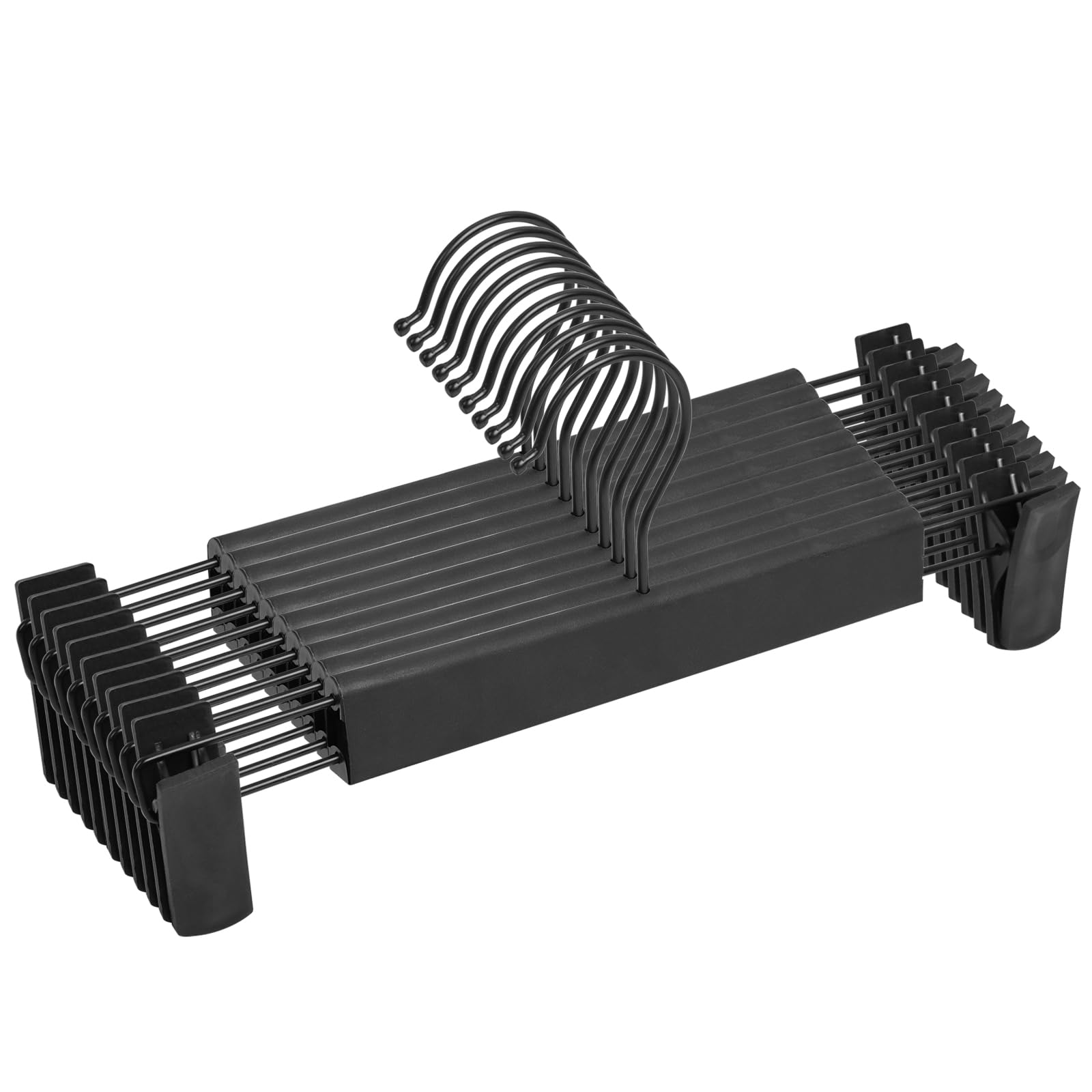 Photo 1 of 10 Pack Pants Skirt Hangers – NORTHERN BROTHERS Black Plastic Hanger with Clips – Adjustable, Non Slip, Space Saving – for Pants, Skirts, Shorts, Jeans